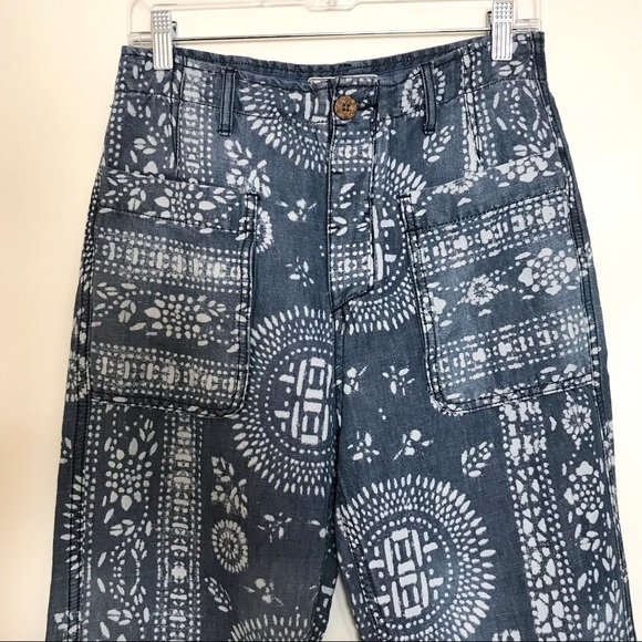 FREE PEOPLE Island Vibes Print Linen Trousers - Picture 5 of 10